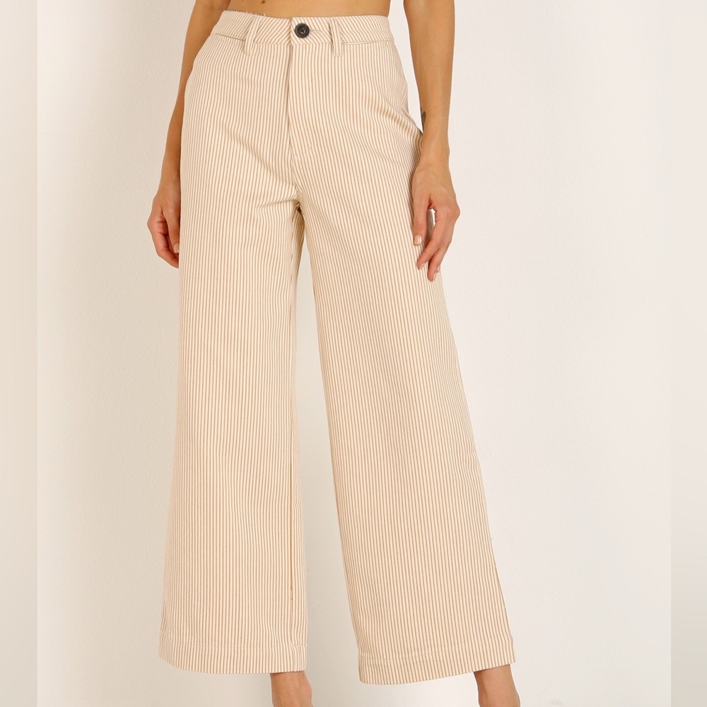 Rollas Old Mate Yellow Cream Striped Pant Wide Leg Jeans Me Again Gold Stripe